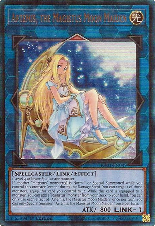 Artemis, the Magistus Moon Maiden [RA01-EN049] Prismatic Ultimate Rare | Nerdhalla Games