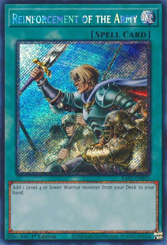 Reinforcement of the Army [RA01-EN051] Platinum Secret Rare | Nerdhalla Games