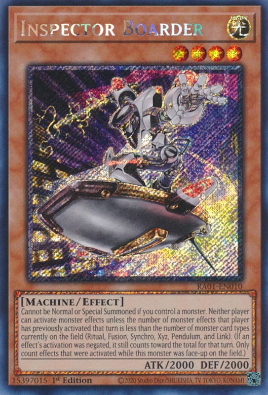 Inspector Boarder [RA01-EN010] Platinum Secret Rare | Nerdhalla Games