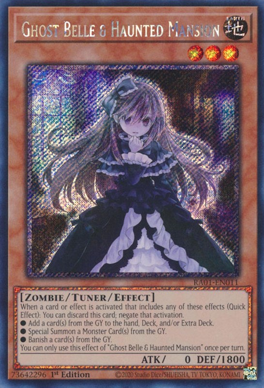 Ghost Belle & Haunted Mansion [RA01-EN011] Platinum Secret Rare | Nerdhalla Games