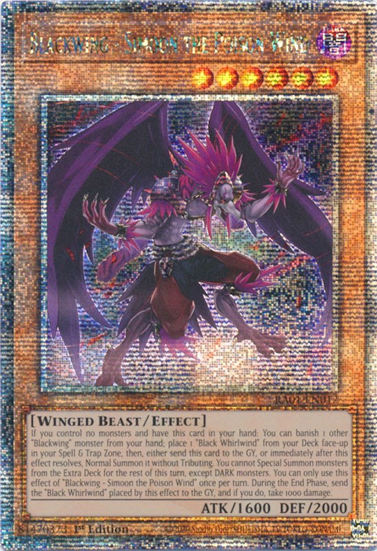 Blackwing - Simoon the Poison Wind [RA01-EN012] Quarter Century Secret Rare | Nerdhalla Games