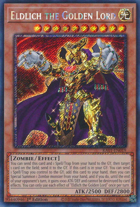 Eldlich the Golden Lord [RA01-EN019] Platinum Secret Rare | Nerdhalla Games