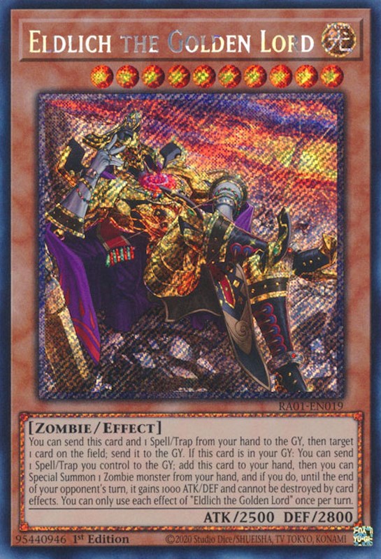 Eldlich the Golden Lord (Alternate Art) [RA01-EN019] Platinum Secret Rare | Nerdhalla Games