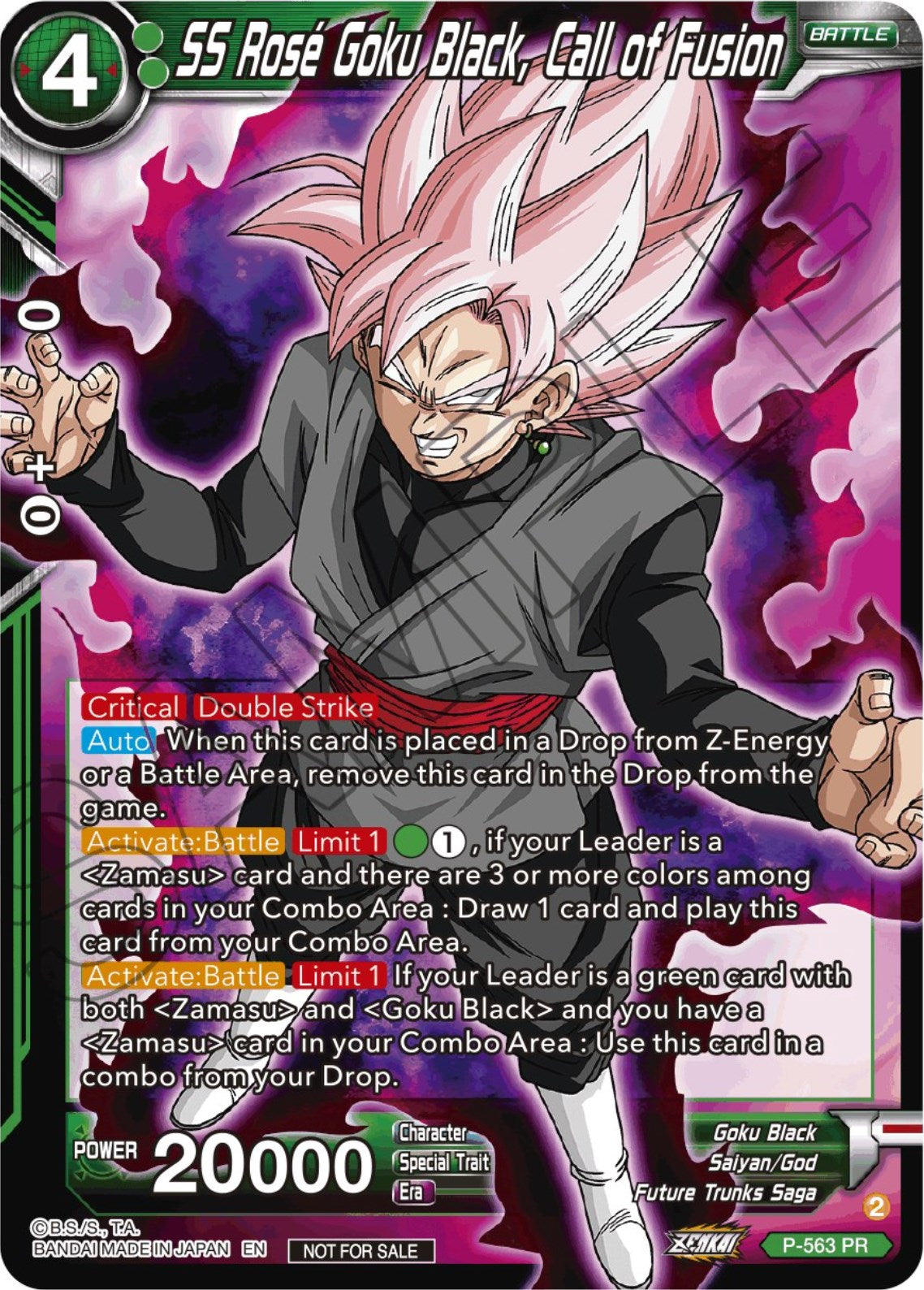 SS Rose Goku Black, Call of Fusion (Zenkai Series Tournament Pack Vol.6) (P-563) [Tournament Promotion Cards] | Nerdhalla Games