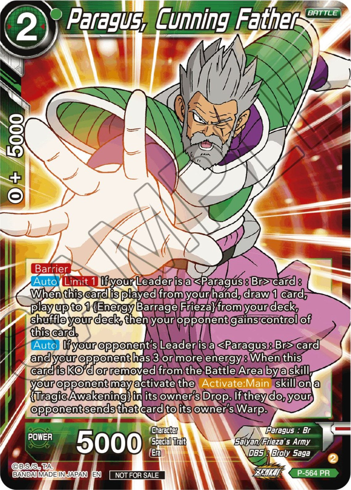 Paragus, Cunning Father (Zenkai Series Tournament Pack Vol.6) (P-564) [Tournament Promotion Cards] | Nerdhalla Games