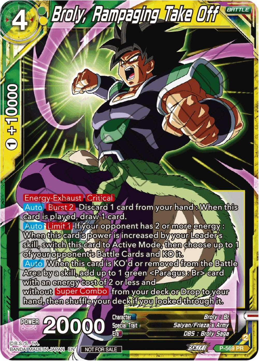 Broly, Rampaging Take Off (Zenkai Series Tournament Pack Vol.6) (P-569) [Tournament Promotion Cards] | Nerdhalla Games