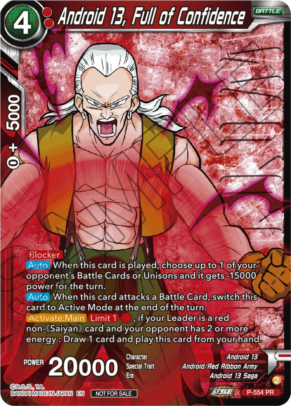 Android 13, Full of Confidence (Zenkai Series Tournament Pack Vol.6) (Winner) (P-554) [Tournament Promotion Cards] | Nerdhalla Games