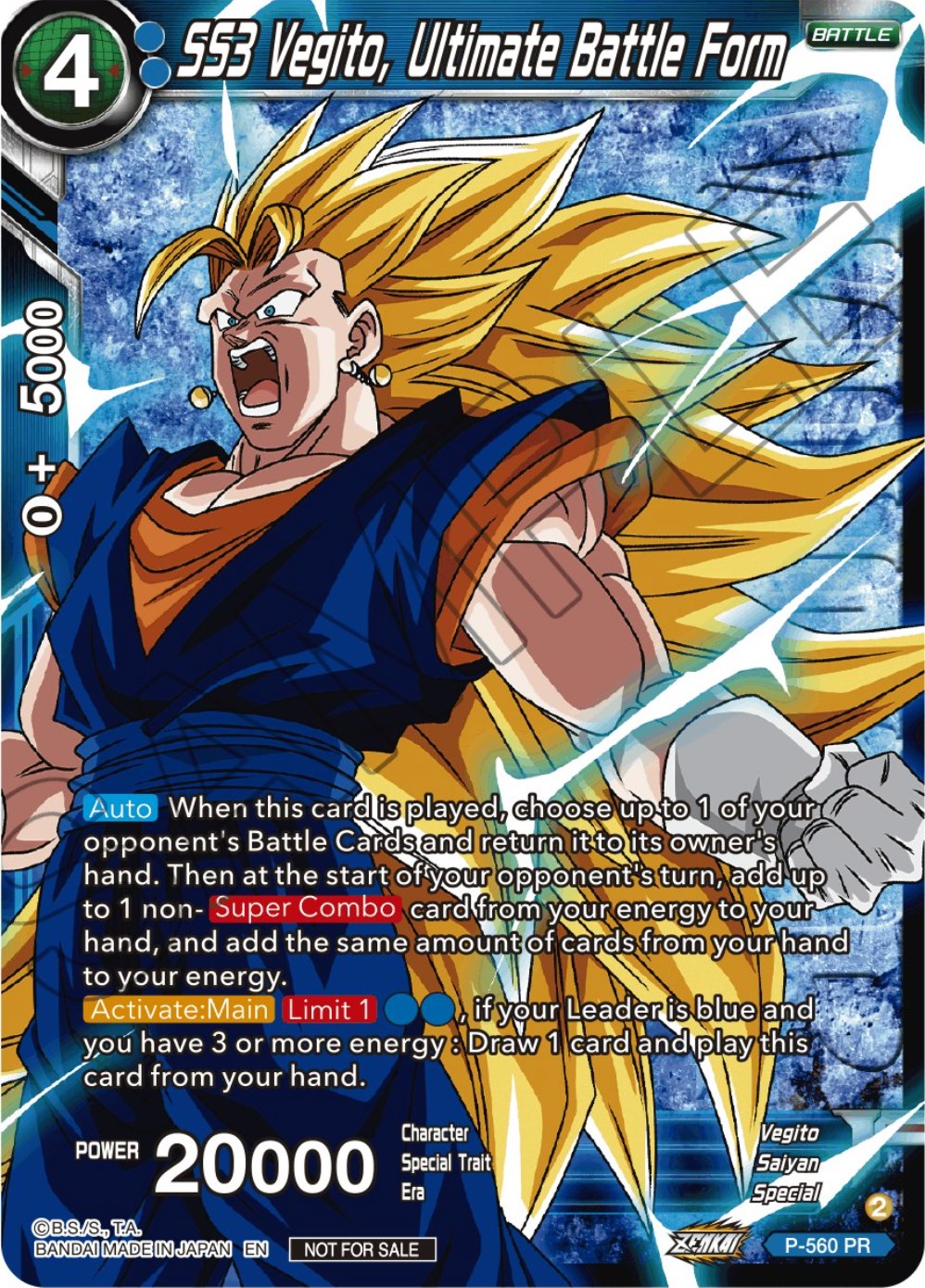 SS3 Vegito, Ultimate Battle Form (Zenkai Series Tournament Pack Vol.6) (Winner) (P-560) [Tournament Promotion Cards] | Nerdhalla Games