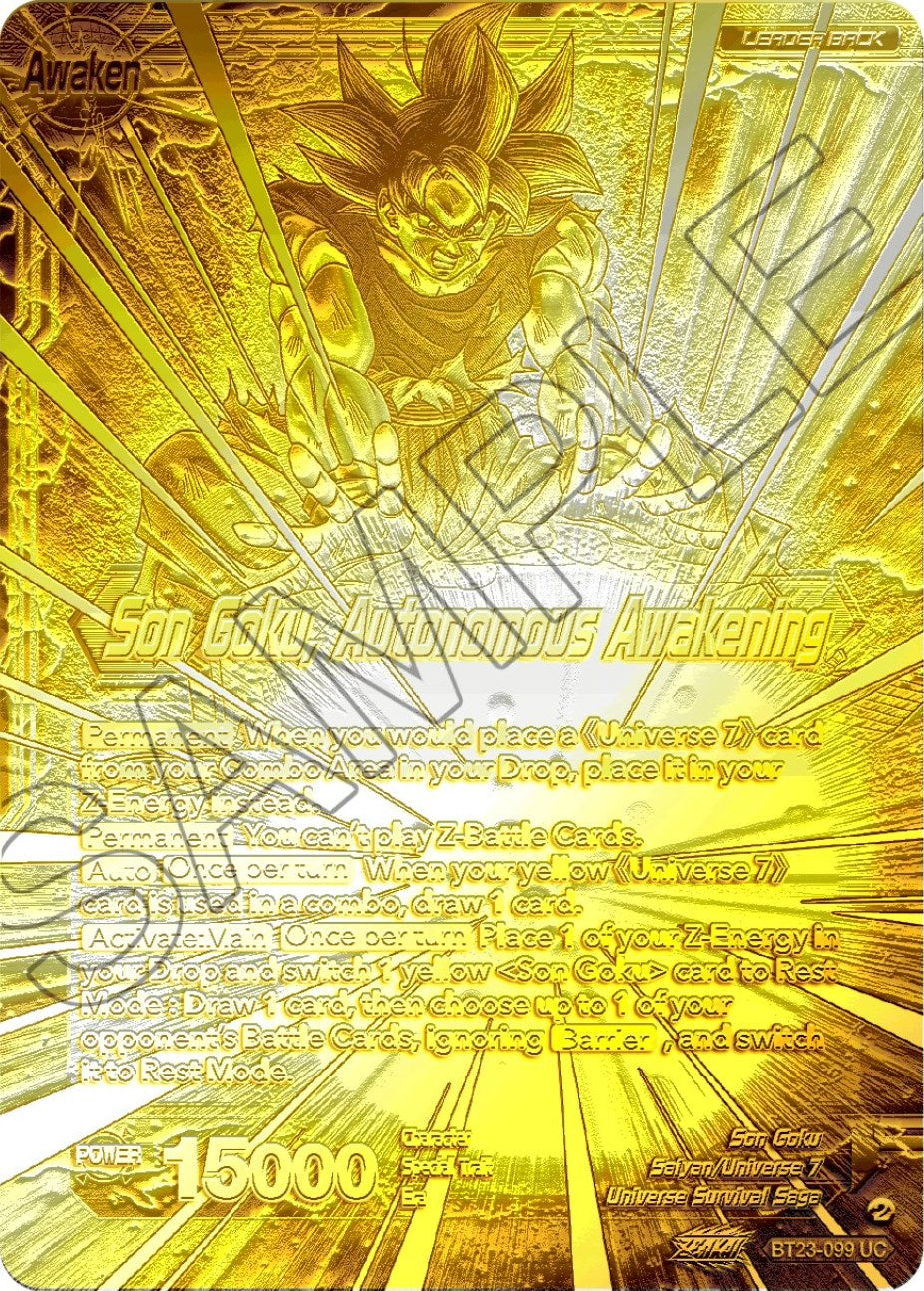 SSB Son Goku // Son Goku, Autonomous Awakening (2023 Championship Finals) (Gold Metal Foil) (BT23-099) [Tournament Promotion Cards] | Nerdhalla Games