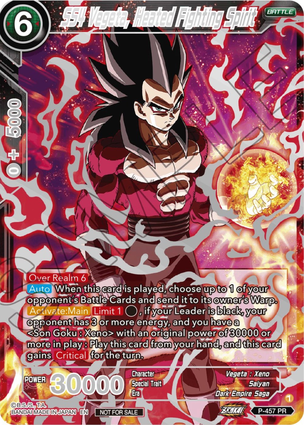 SS4 Vegeta, Heated Fighting Spirit (Championship 2023 Reward Alternate Art Card Set) (Holo) (P-457) [Tournament Promotion Cards] | Nerdhalla Games