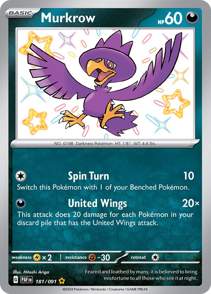 Murkrow (181/091) [Scarlet & Violet: Paldean Fates] | Nerdhalla Games