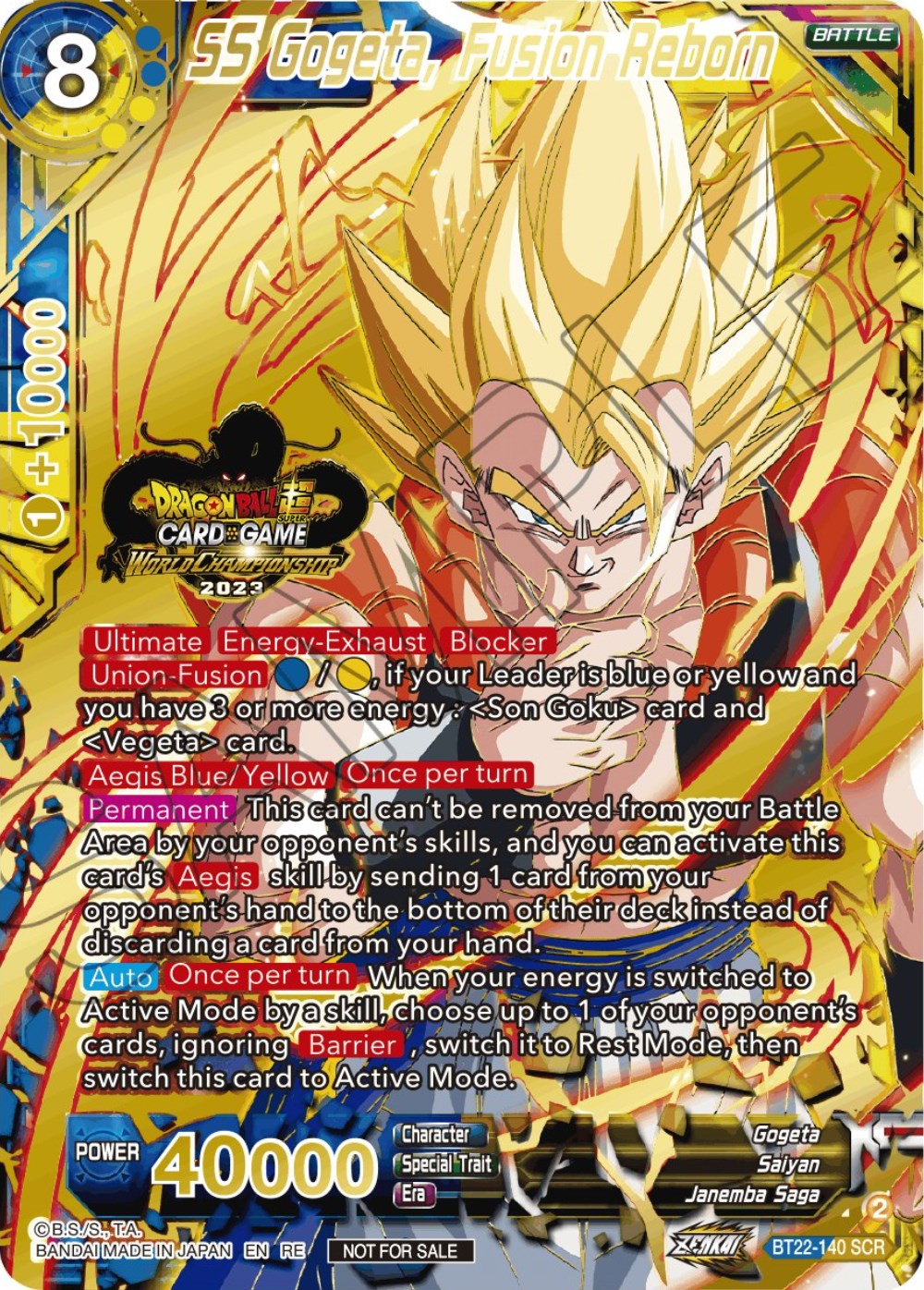 SS Gogeta, Fusion Reborn (2023 World Championship Stamp) (BT22-140) [Tournament Promotion Cards] | Nerdhalla Games