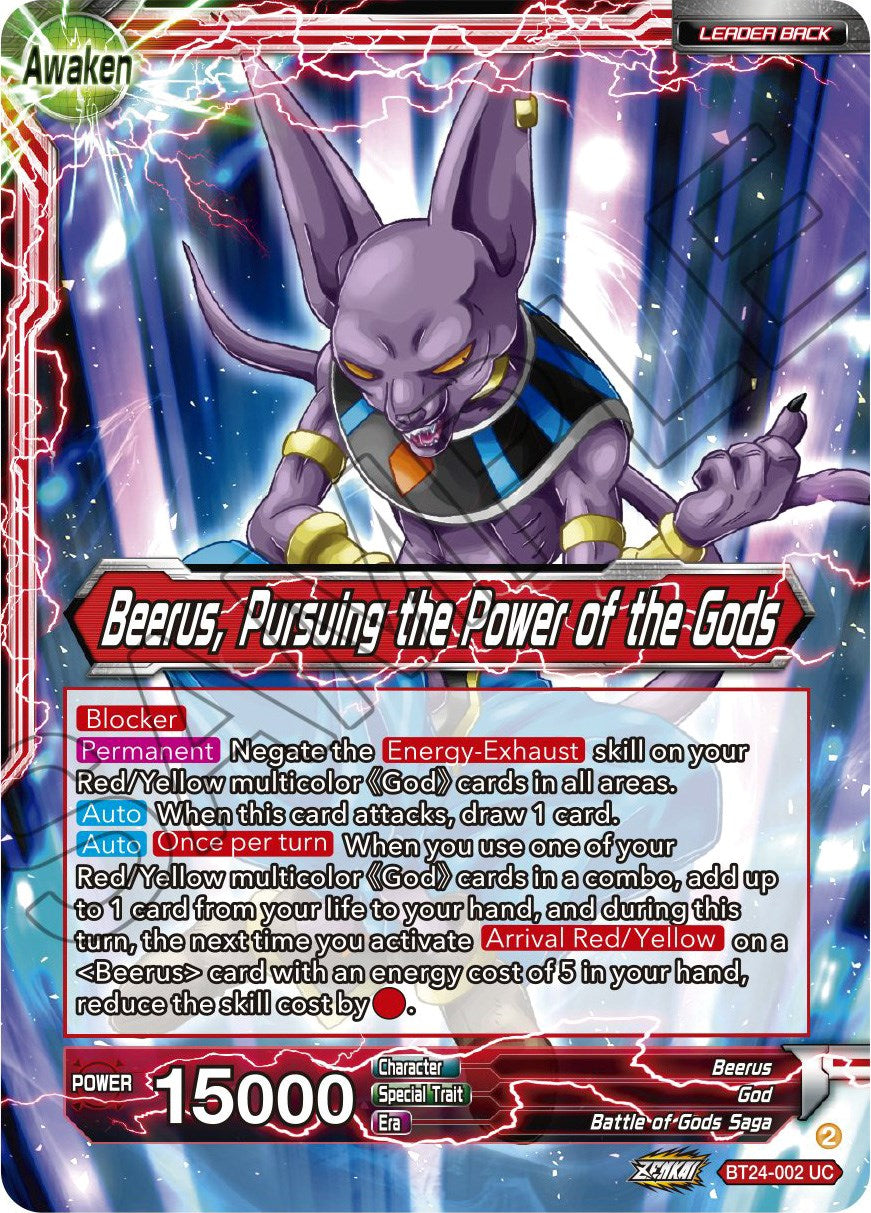 Beerus // Beerus, Pursuing the Power of the Gods (BT24-002) [Beyond Generations] | Nerdhalla Games