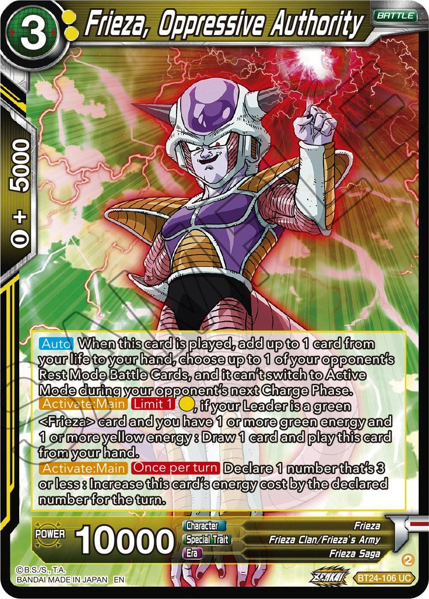 Frieza, Oppressive Authority (BT24-106) [Beyond Generations] | Nerdhalla Games