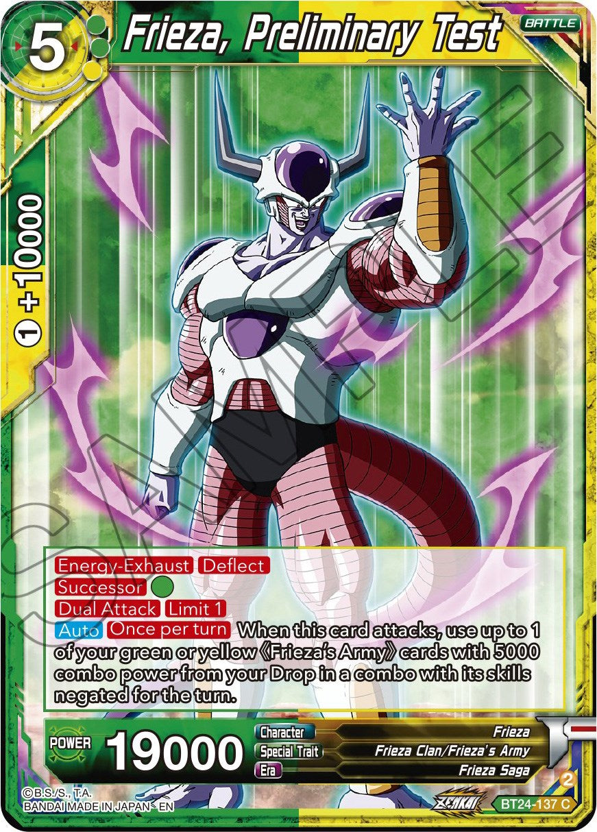 Frieza, Preliminary Test (BT24-137) [Beyond Generations] | Nerdhalla Games