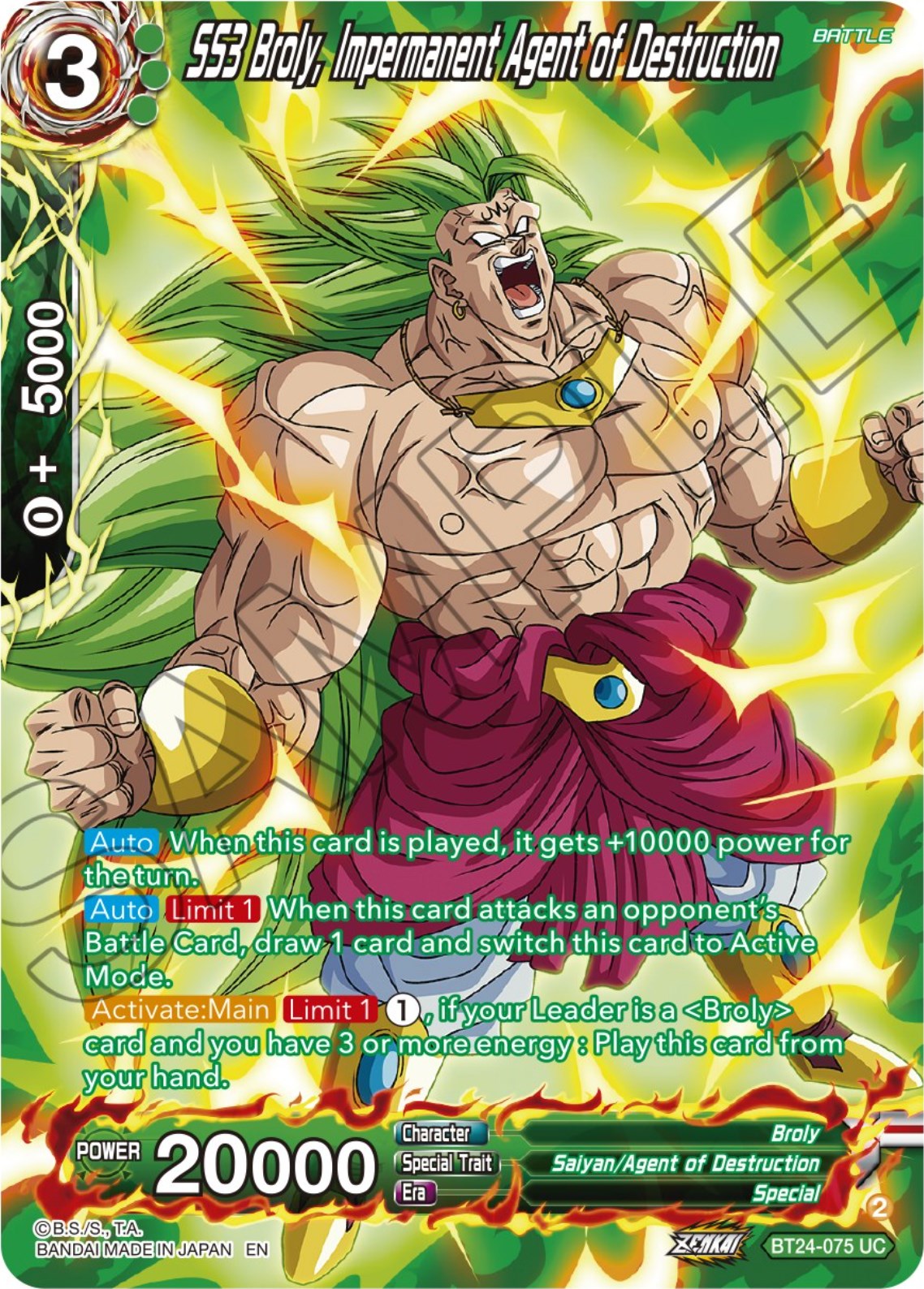 SS3 Broly, Impermanent Agent of Destruction (Collector Booster) (BT24-075) [Beyond Generations] | Nerdhalla Games