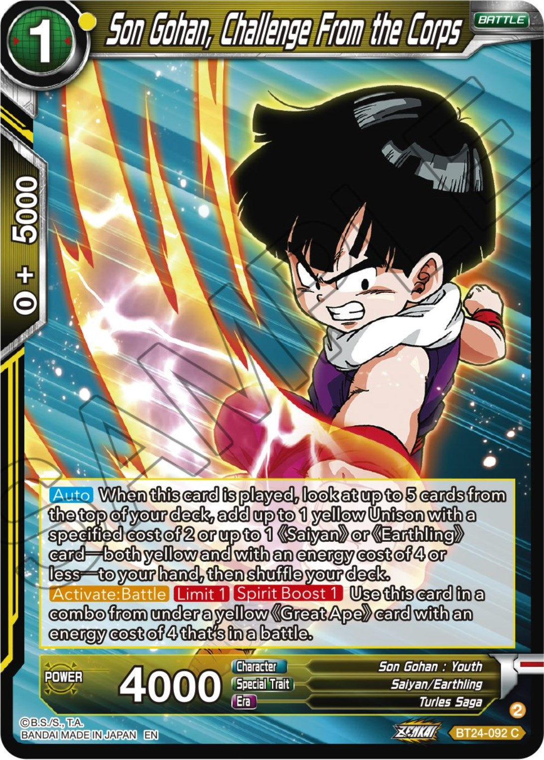 Son Gohan, Challenge From the Corps (BT24-092) [Beyond Generations] | Nerdhalla Games