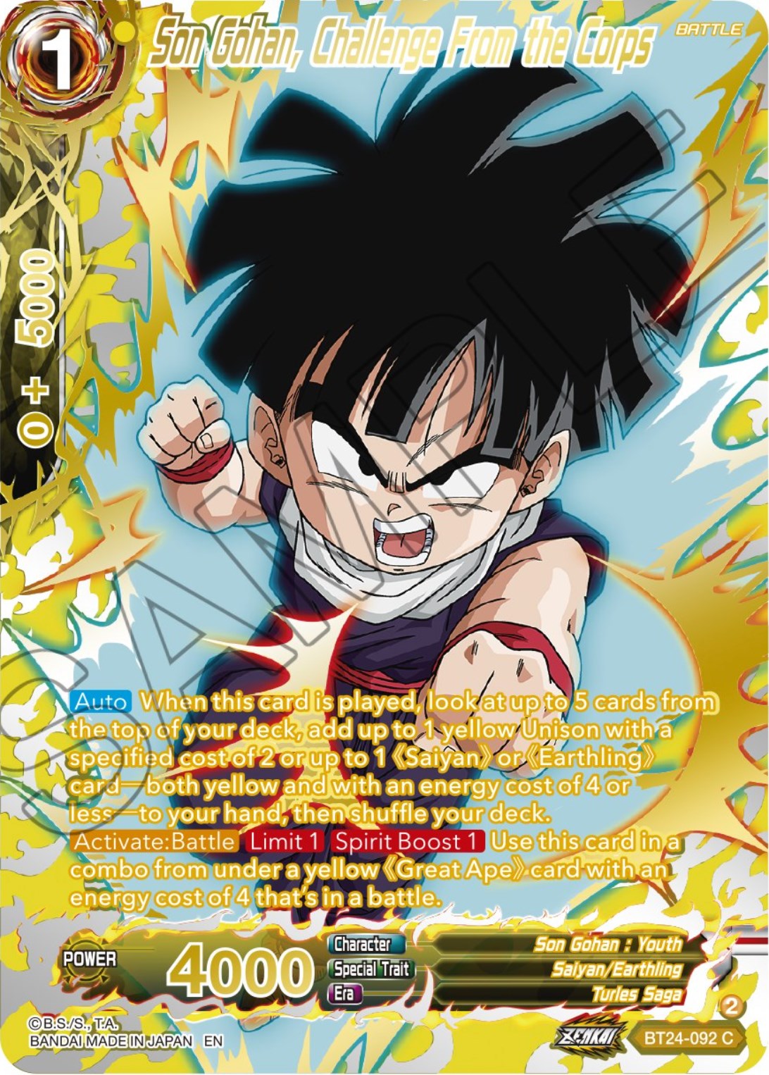 Son Gohan, Challenge From the Corps (Collector Booster) (BT24-092) [Beyond Generations] | Nerdhalla Games