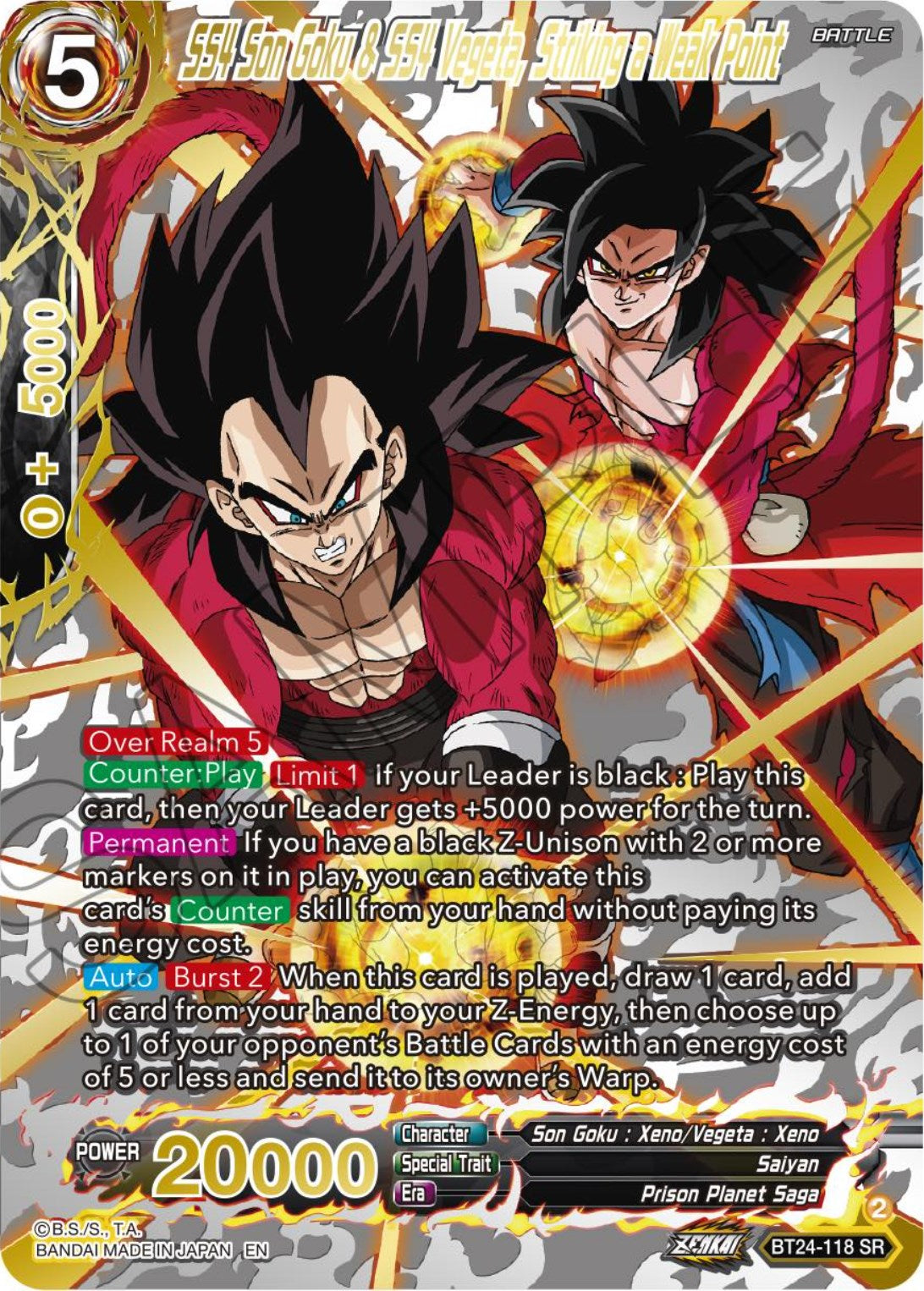 SS4 Son Goku & SS4 Vegeta, Striking a Weak Point (Collector Booster) (BT24-118) [Beyond Generations] | Nerdhalla Games