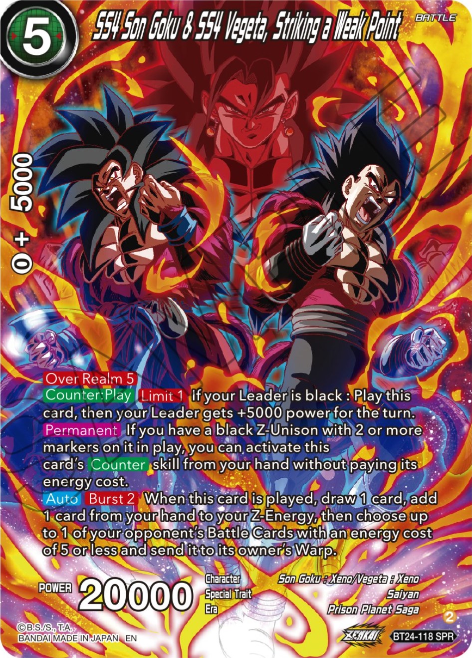 SS4 Son Goku & SS4 Vegeta, Striking a Weak Point (SPR) (BT24-118) [Beyond Generations] | Nerdhalla Games