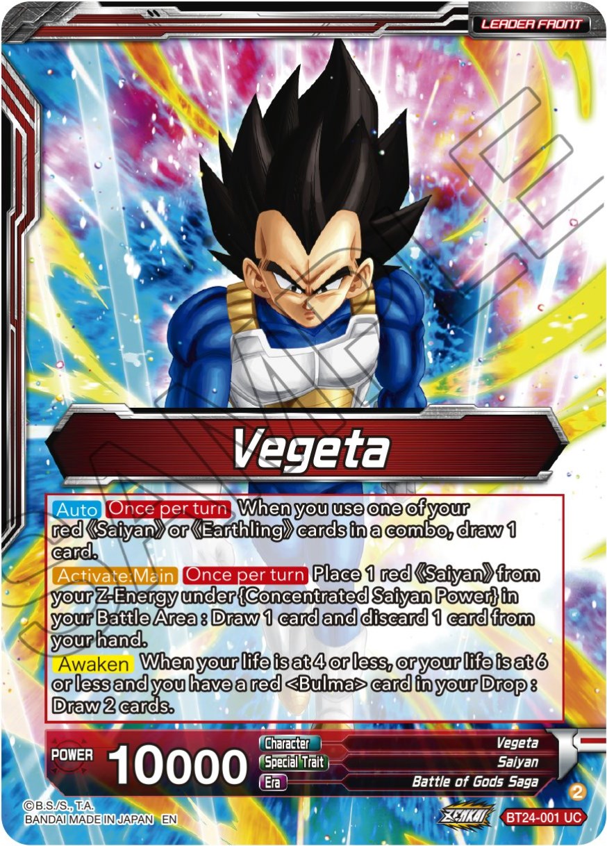 Vegeta // Vegeta, Awakened Feelings (SLR) (BT24-001) [Beyond Generations] | Nerdhalla Games