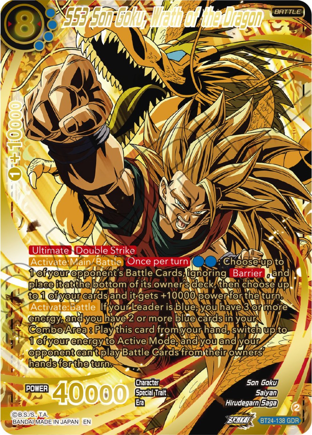 SS3 Son Goku, Wrath of the Dragon (GDR) (BT24-138) [Beyond Generations] | Nerdhalla Games