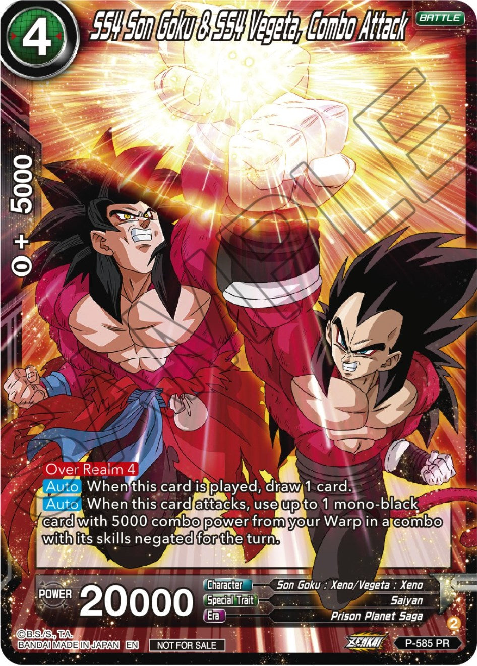 SS4 Son Goku & SS4 Vegeta, Combo Attack (Zenkai Series Tournament Pack Vol.7) (P-585) [Tournament Promotion Cards] | Nerdhalla Games