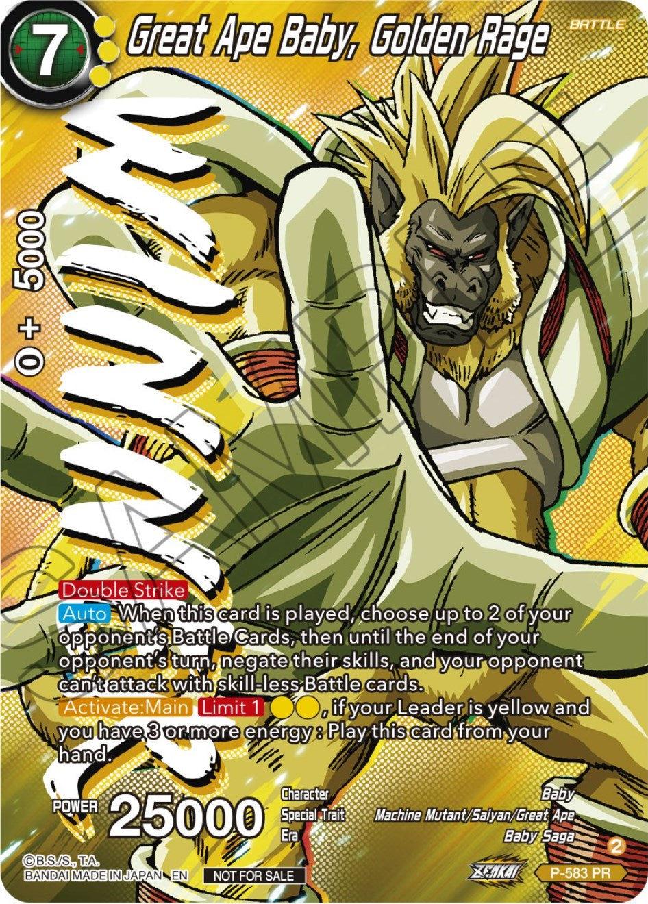 Great Ape Baby, Golden Rage (Zenkai Series Tournament Pack Vol.7) (Winner) (P-583) [Tournament Promotion Cards] | Nerdhalla Games