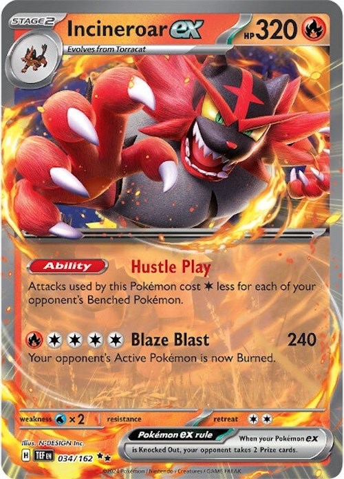 Incineroar ex (034/162) [Scarlet & Violet: Temporal Forces] | Nerdhalla Games