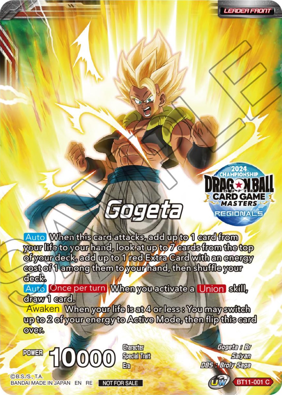 Gogeta // SSB Gogeta, Prophet of Demise (Championship Golden Card 2024 Vol.1) (BT11-001) [Tournament Promotion Cards] | Nerdhalla Games