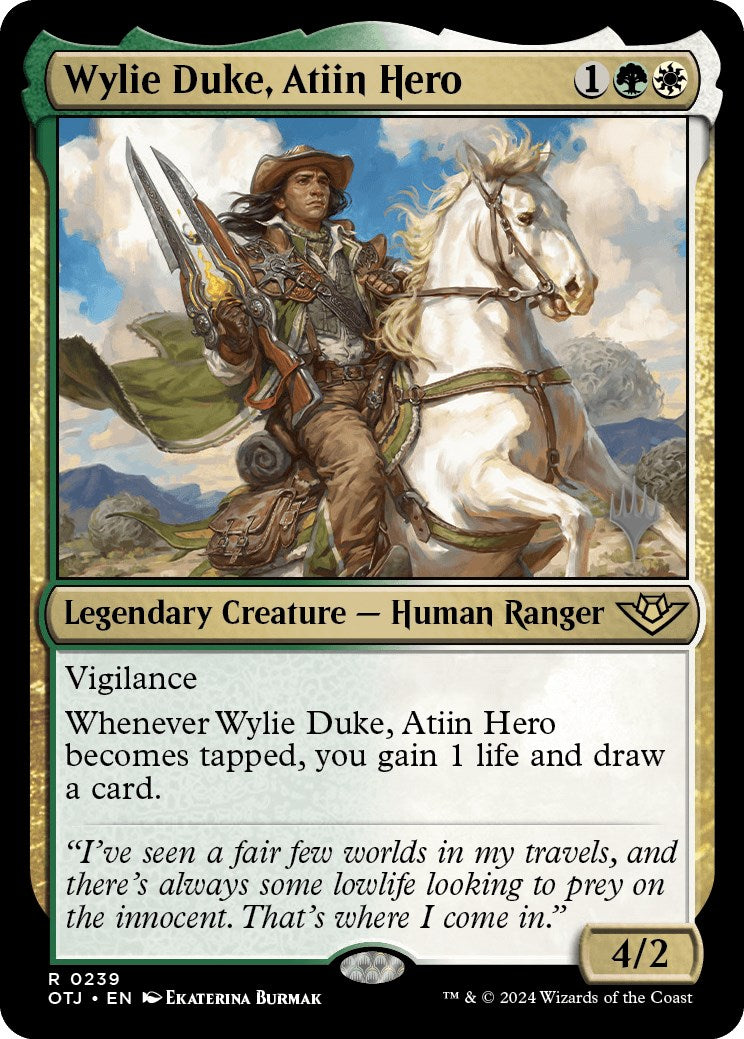 Wylie Duke, Atiin Hero (Promo Pack) [Outlaws of Thunder Junction Promos] | Nerdhalla Games