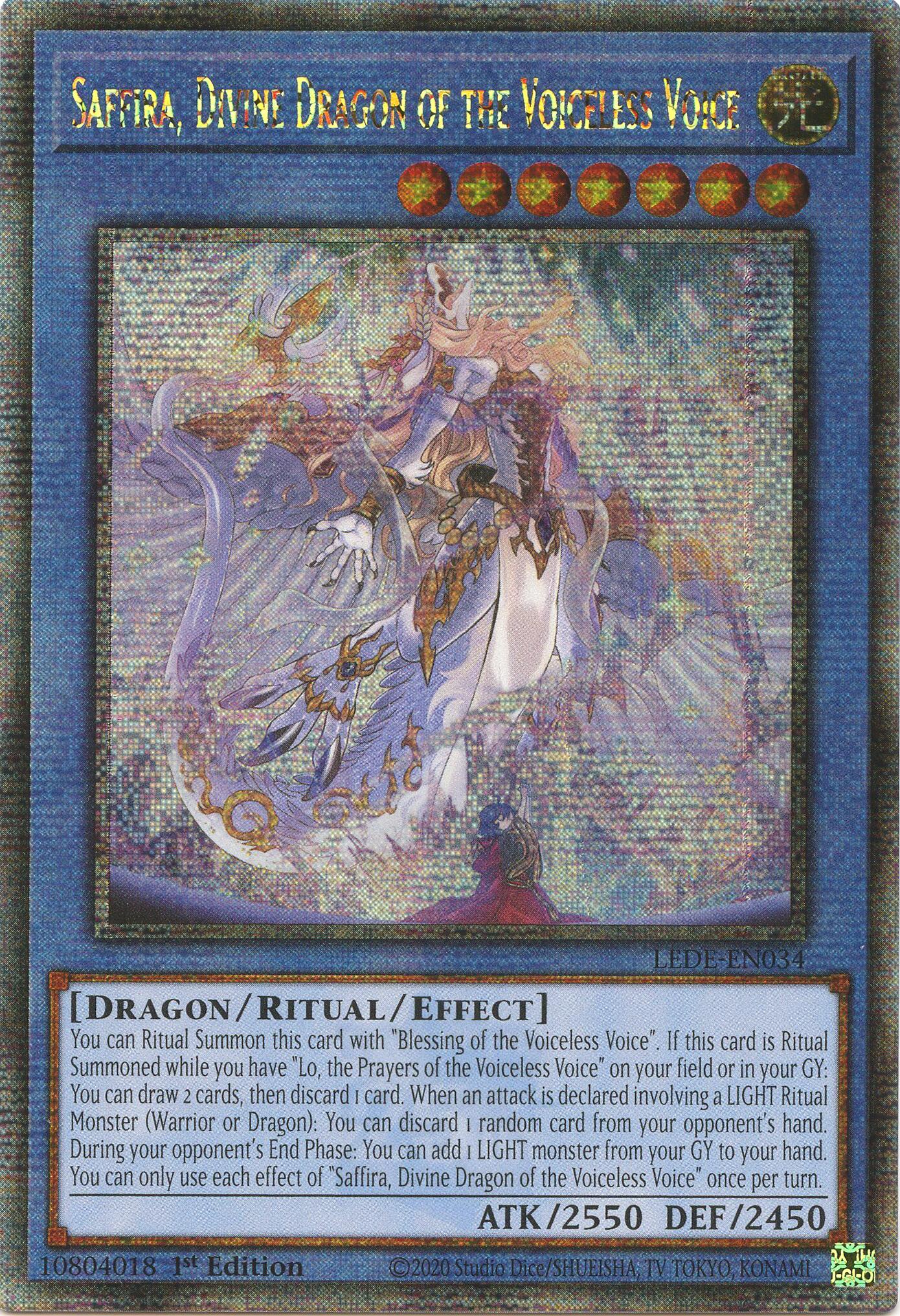 Saffira, Divine Dragon of the Voiceless Voice (Quarter Century Secret Rare) [LEDE-EN034] Quarter Century Secret Rare | Nerdhalla Games