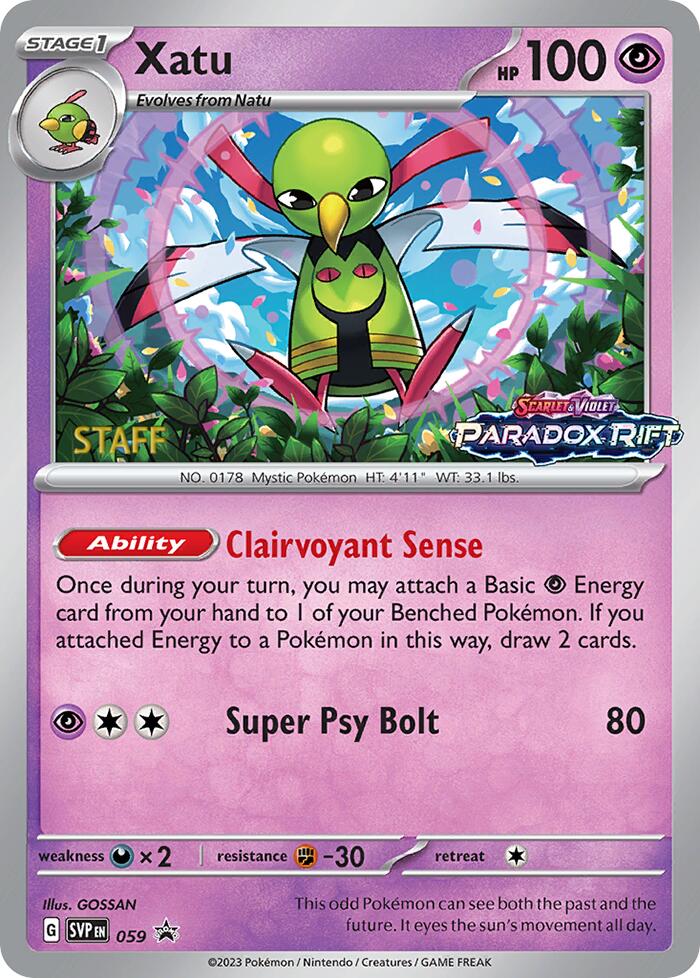 Xatu (059) (Staff Prerelease Promo) [Scarlet & Violet: Black Star Promos] | Nerdhalla Games