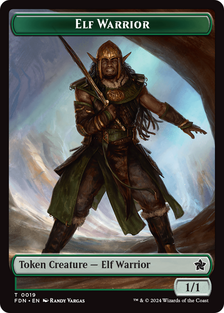 Emblem - Vivien Reid // Elf Warrior Double-Sided Token [Foundations Tokens] | Nerdhalla Games