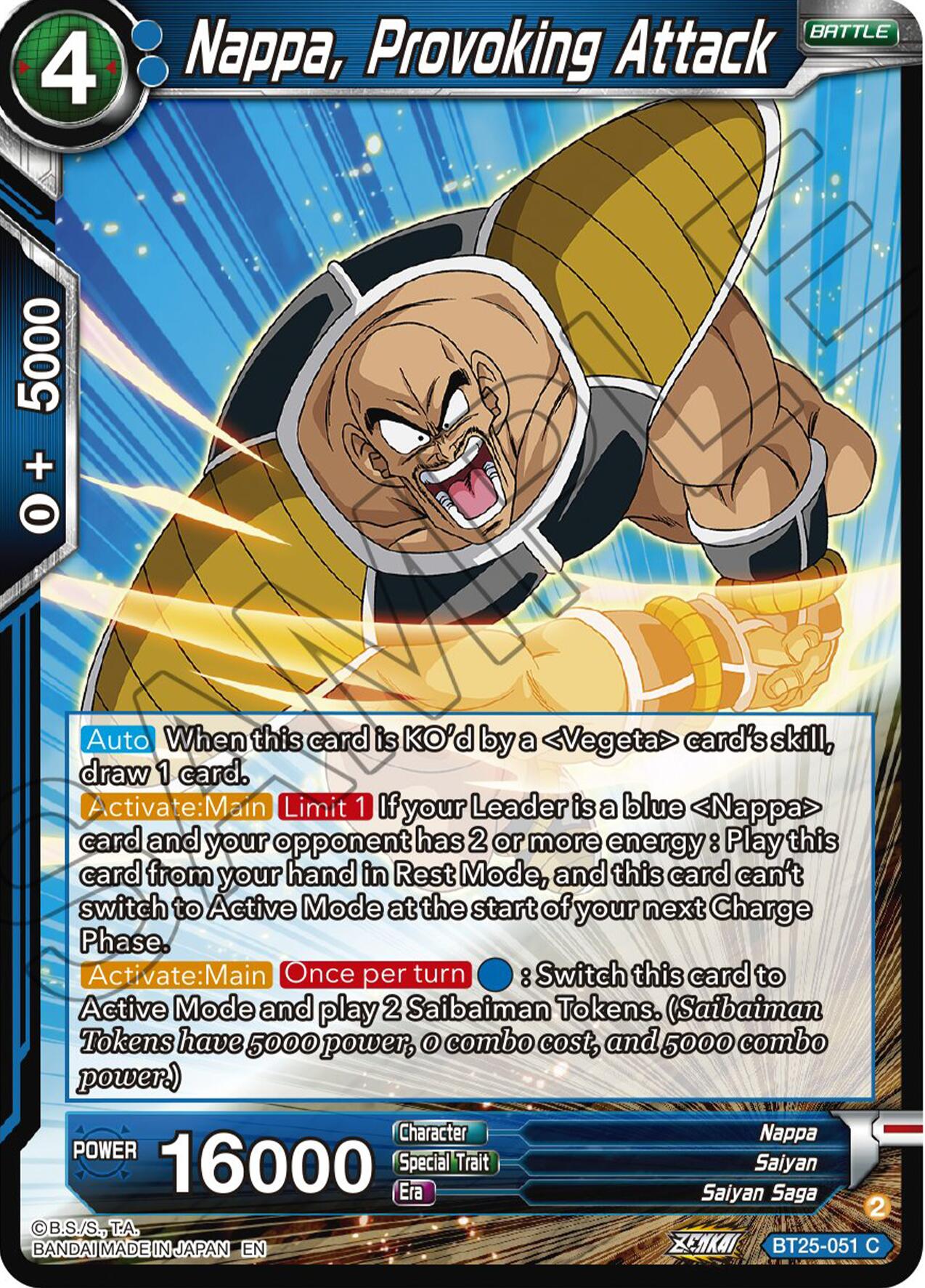 Nappa, Provoking Attack (BT25-051) [Legend of the Dragon Balls] | Nerdhalla Games