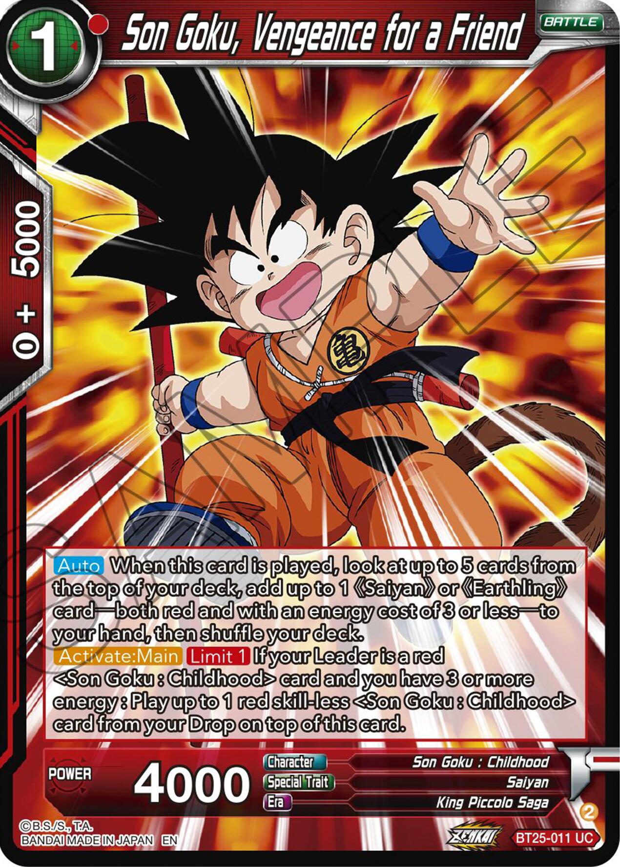 Son Goku, Vengeance for a Friend (BT25-011) [Legend of the Dragon Balls] | Nerdhalla Games