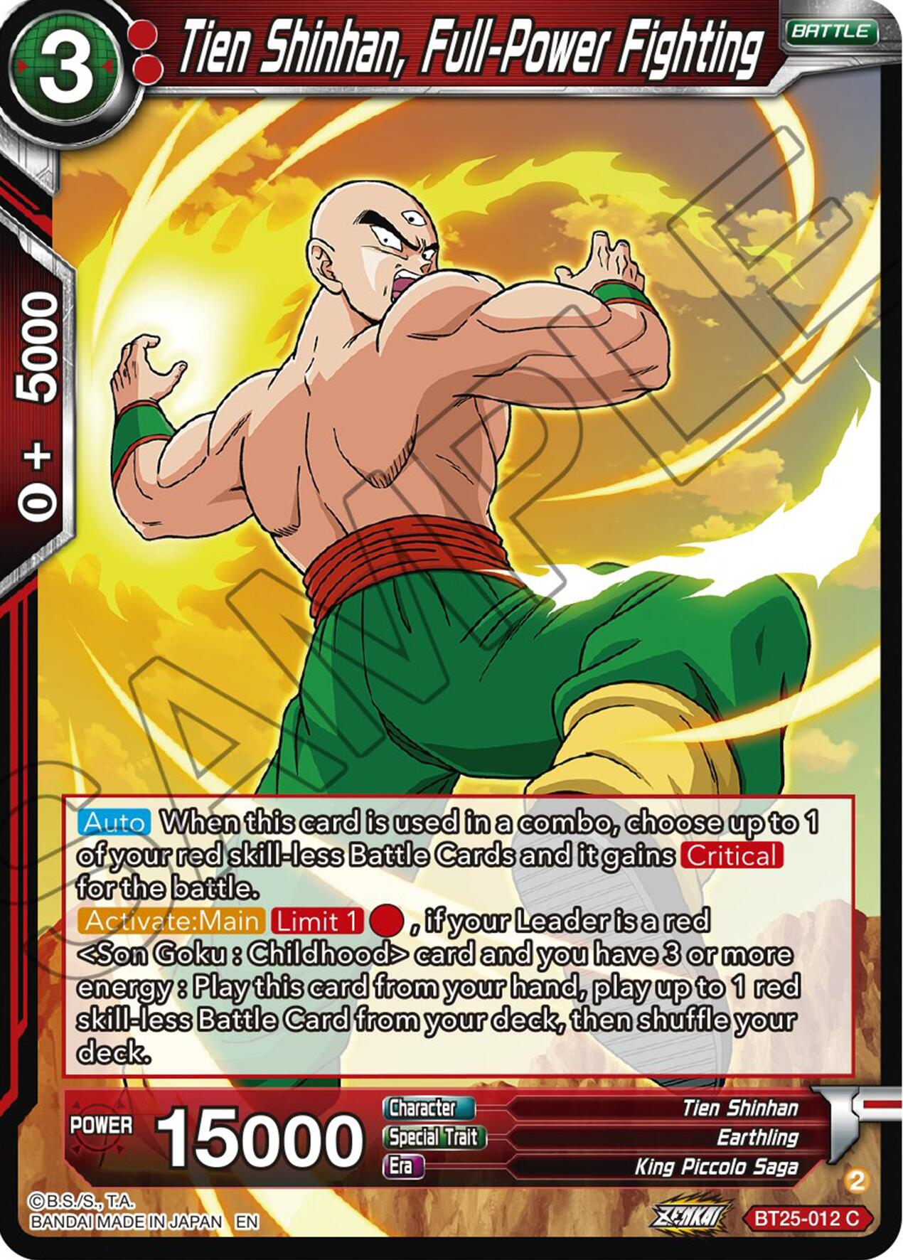 Tien Shinhan, Full-Power Fighting (BT25-012) [Legend of the Dragon Balls] | Nerdhalla Games