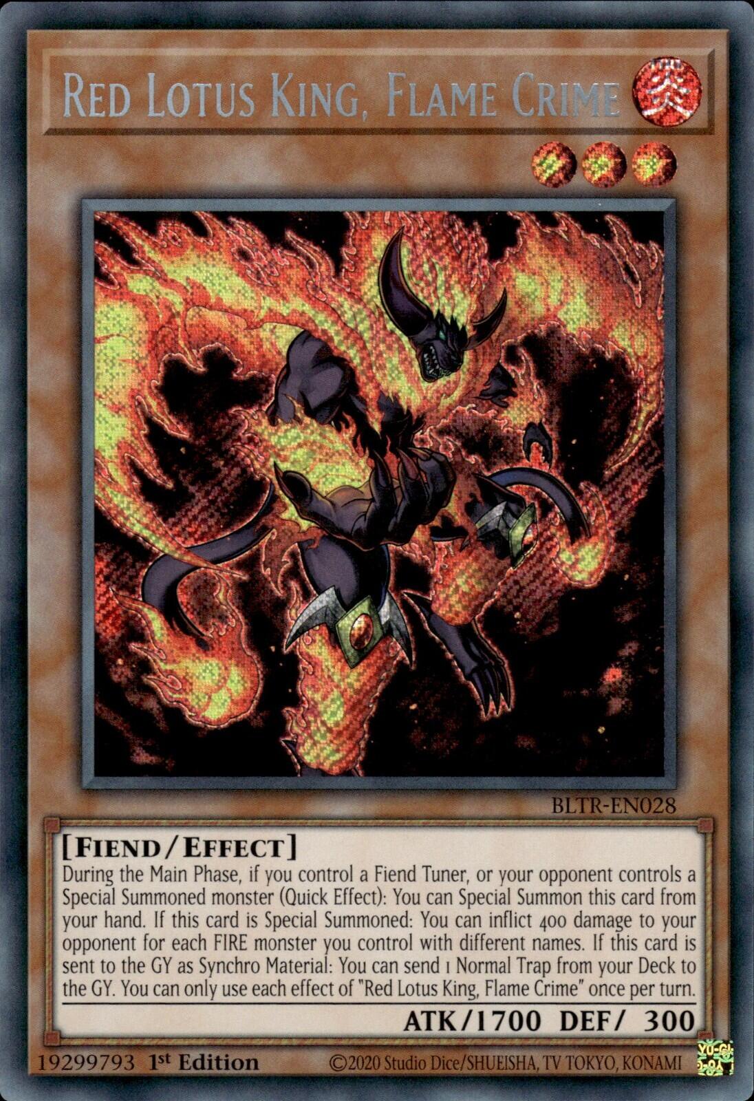 Red Lotus King, Flame Crime [BLTR-EN028] Secret Rare | Nerdhalla Games