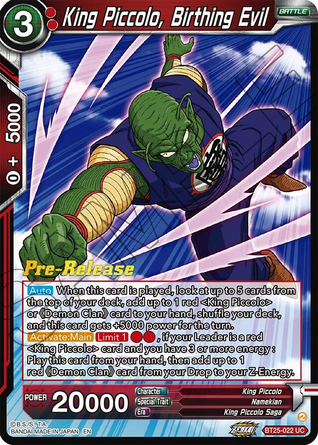 King Piccolo, Birthing Evil (BT25-022) [Legend of the Dragon Balls Prerelease Promos] | Nerdhalla Games