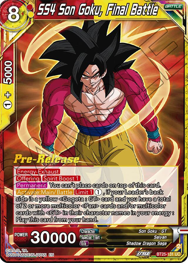 SS4 Son Goku, Final Battle (BT25-131) [Legend of the Dragon Balls Prerelease Promos] | Nerdhalla Games