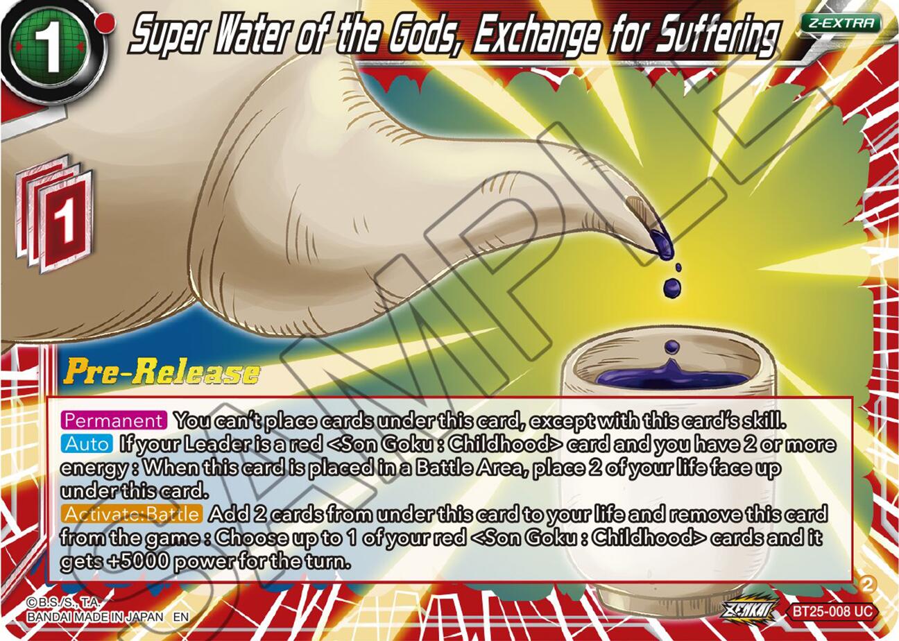 Super Water of the Gods, Exchange for Suffering (BT25-008) [Legend of the Dragon Balls Prerelease Promos] | Nerdhalla Games