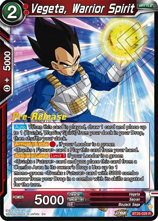 Vegeta, Warrior Spirit (BT25-029) [Legend of the Dragon Balls Prerelease Promos] | Nerdhalla Games