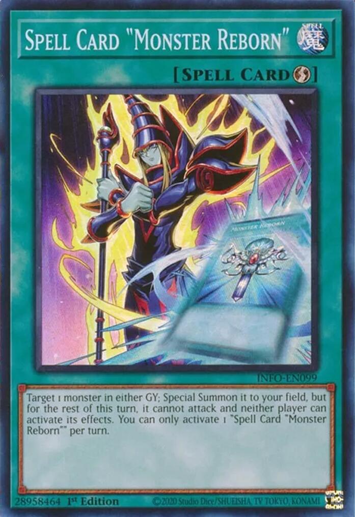 Spell Card "Monster Reborn" [INFO-EN099] Super Rare | Nerdhalla Games