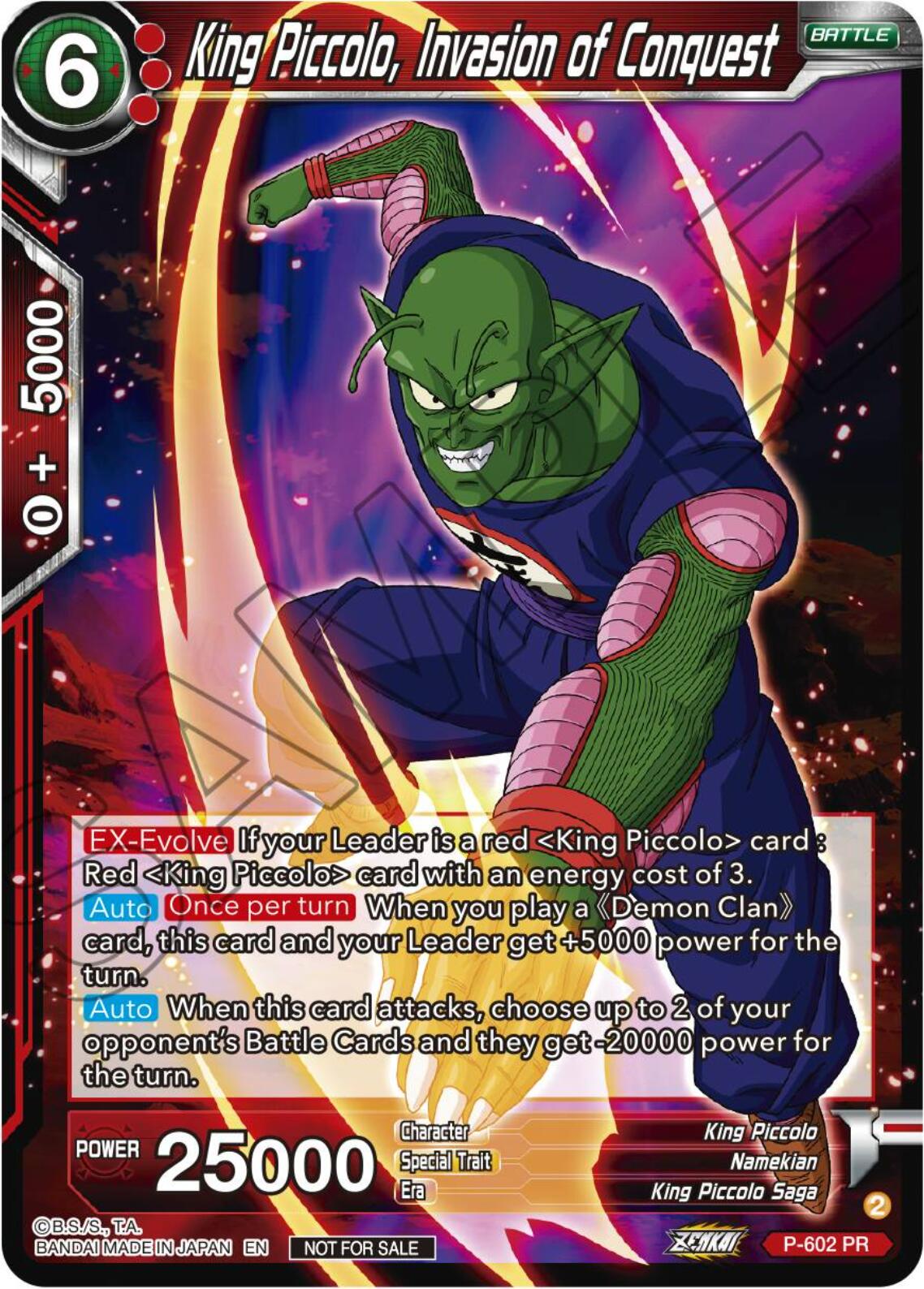 King Piccolo, Invasion of Conquest (Tournament Pack Vol. 8) (P-602) [Promotion Cards] | Nerdhalla Games