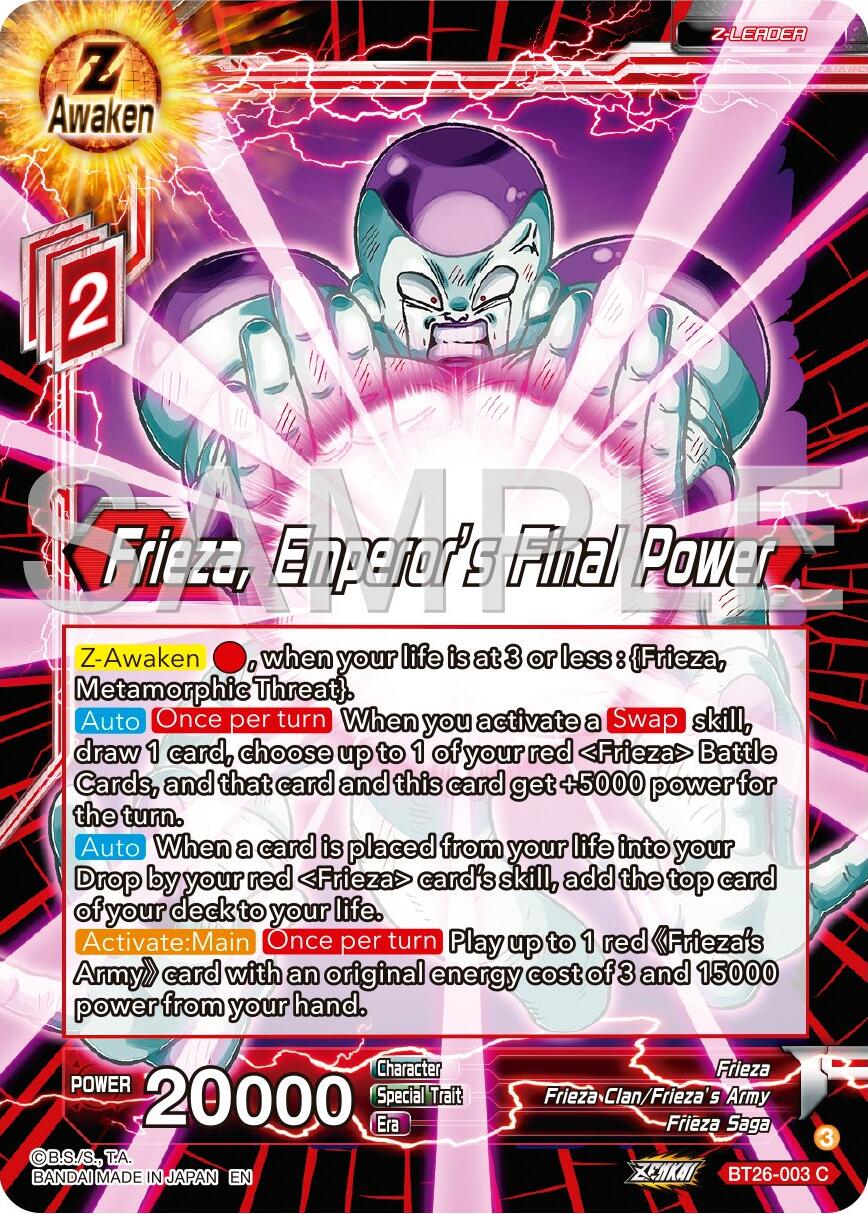 Frieza, Emperor's Final Power (BT26-003) [Ultimate Advent] | Nerdhalla Games