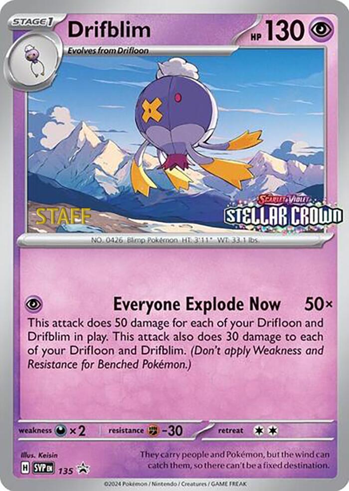 Drifblim (135) (Staff Promo) [Scarlet & Violet: Black Star Promos] | Nerdhalla Games