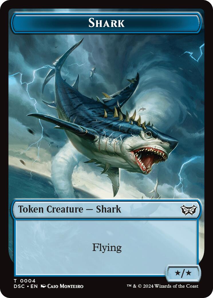 Shark // Copy Double-Sided Token [Duskmourn: House of Horror Commander Tokens] | Nerdhalla Games