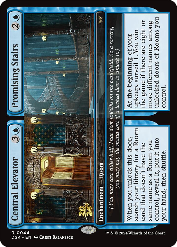 Central Elevator // Promising Stairs [Duskmourn: House of Horror Prerelease Promos] | Nerdhalla Games