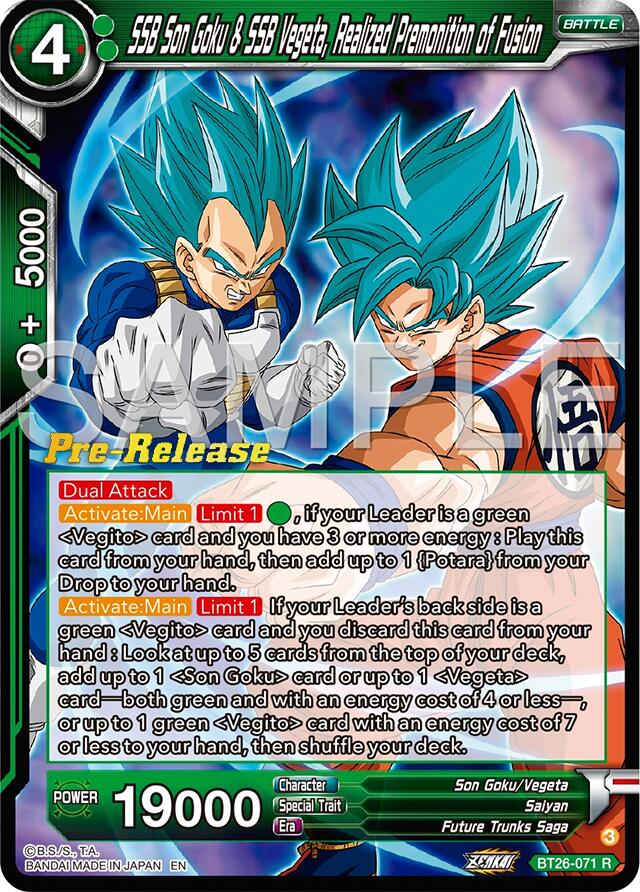 SSB Son Goku & SSB Vegeta, Realized Premonition of Fusion (BT26-071) [Ultimate Advent Prerelease Promos] | Nerdhalla Games