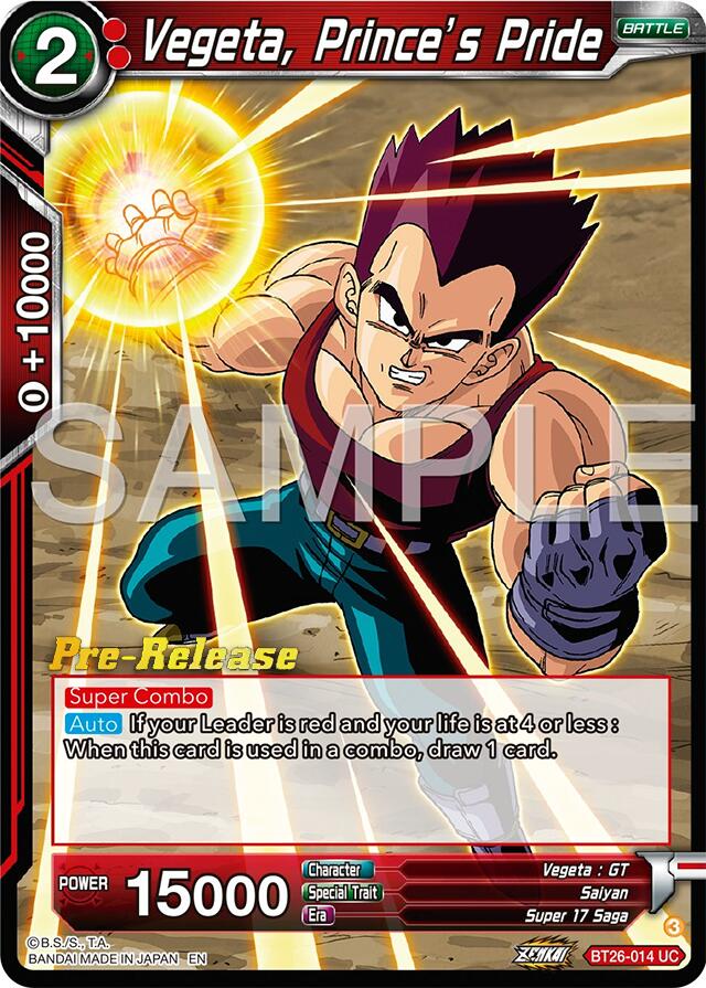 Vegeta, Prince's Pride (BT26-014) [Ultimate Advent Prerelease Promos] | Nerdhalla Games